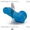 Dildo 7,5' con base de sopapa y testiculos azul